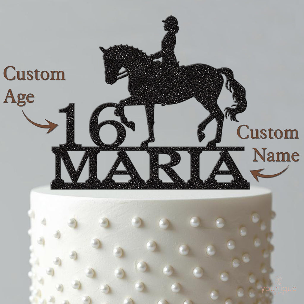 Personalised Trotting Horse Rider Cake Topper – Name & Age - view 4