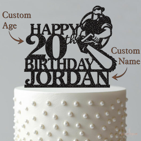 Personalised Chainsaw Birthday Cake Topper – Name & Age - view 4