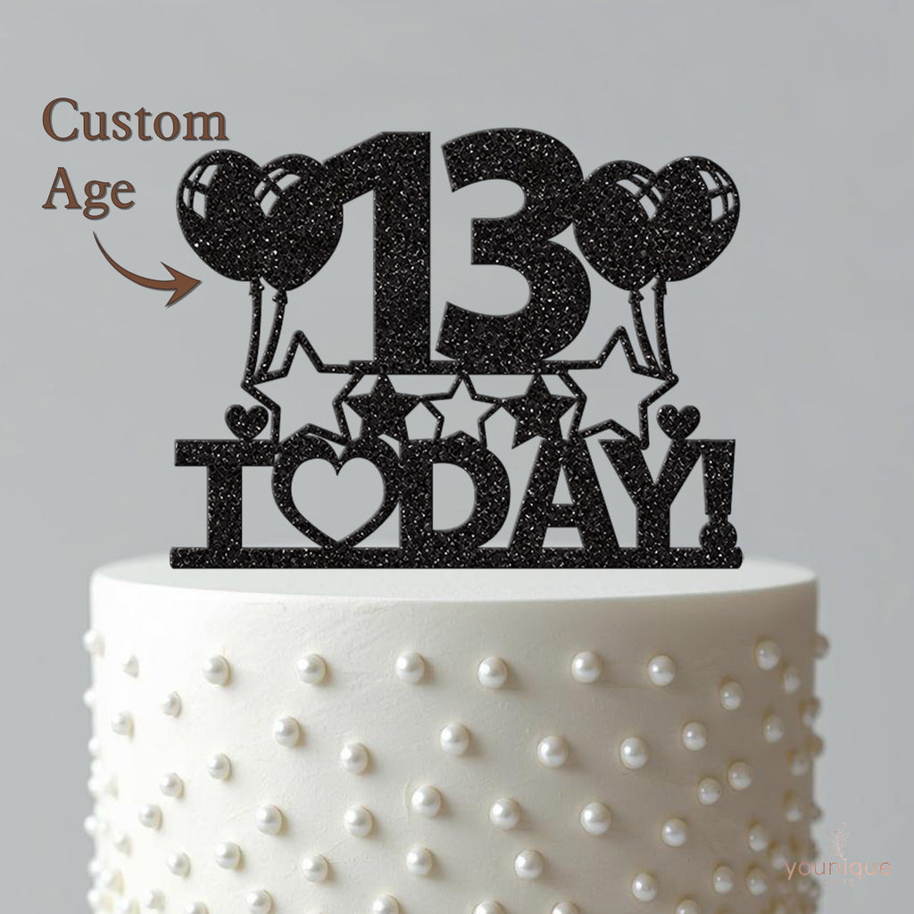 Personalised Balloons & Stars Today Cake Topper – Age - view 4