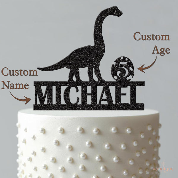 Personalised Long Neck Dinosaur & Egg Cake Topper – Name & Age - view 4
