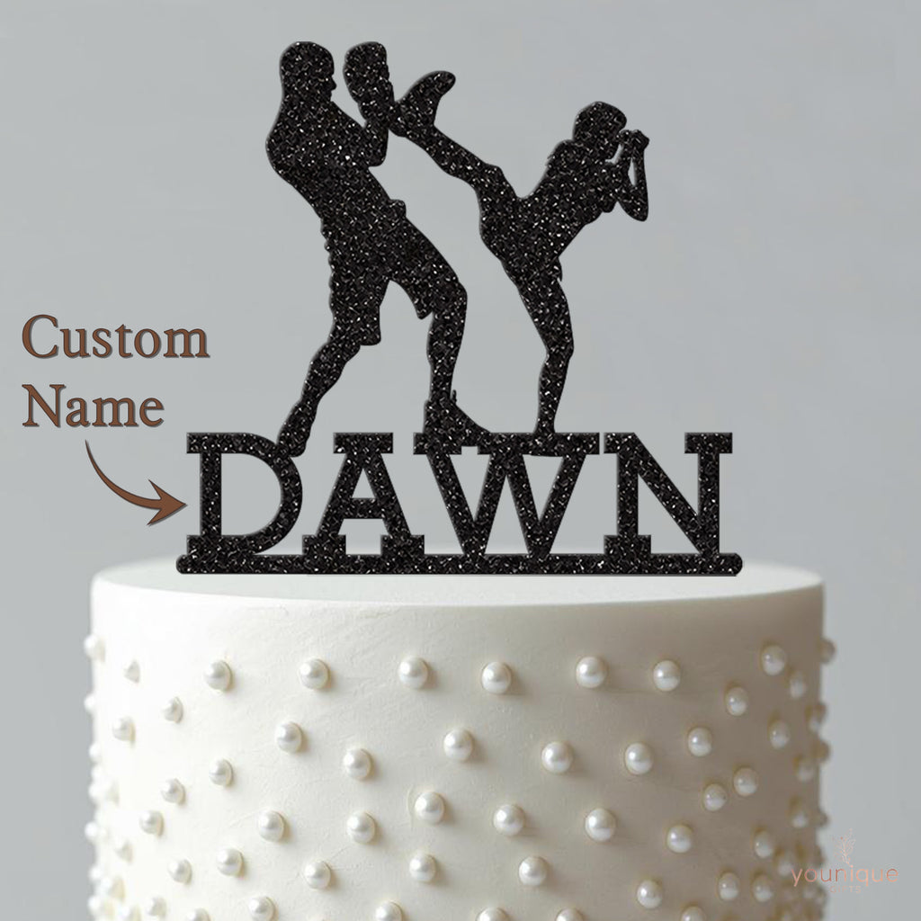 Personalised Kickboxing Pair Cake Topper – Name - view 4