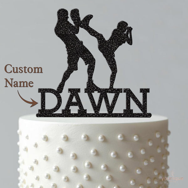 Personalised Kickboxing Pair Cake Topper – Name - view 4