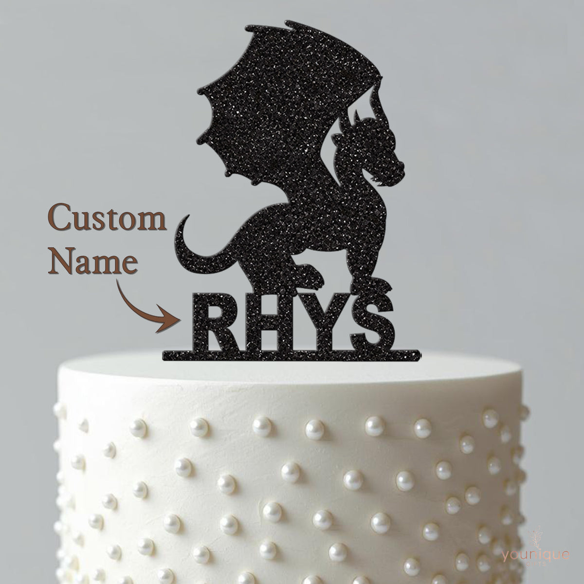 Personalised Horned Dragon Cake Topper – Name - view 4