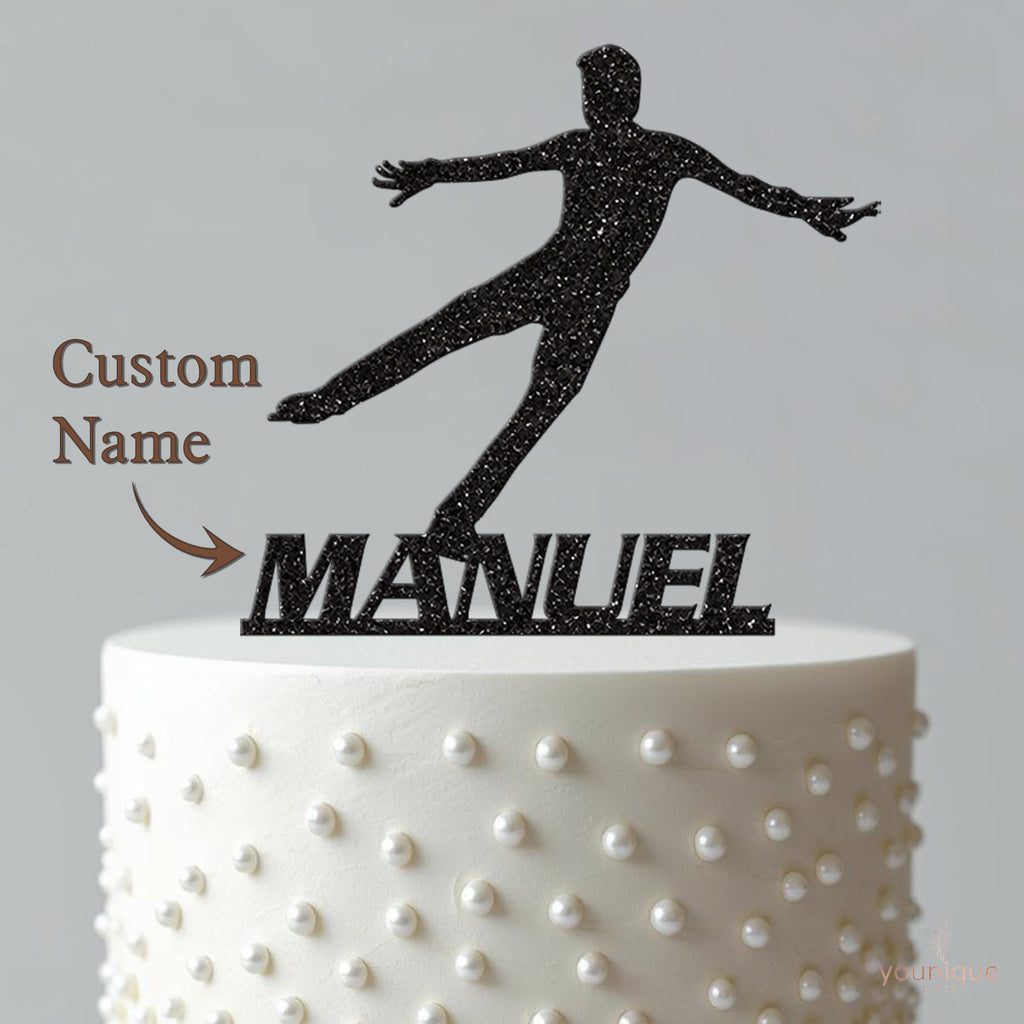 Personalised Figure Skater Balance Pose Cake Topper – Name - view 4