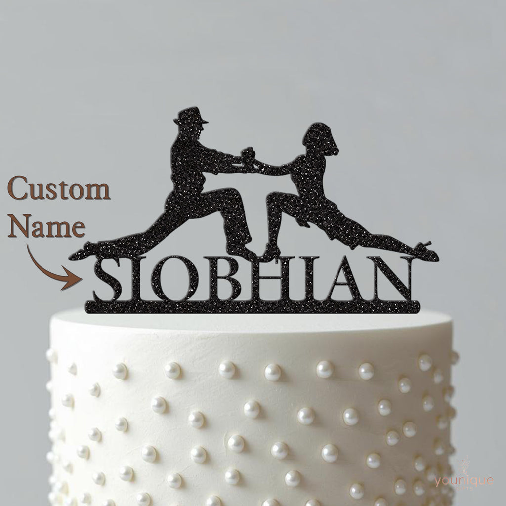 Personalised Dancing Couple Lunge Pose Cake Topper – Name - view 4