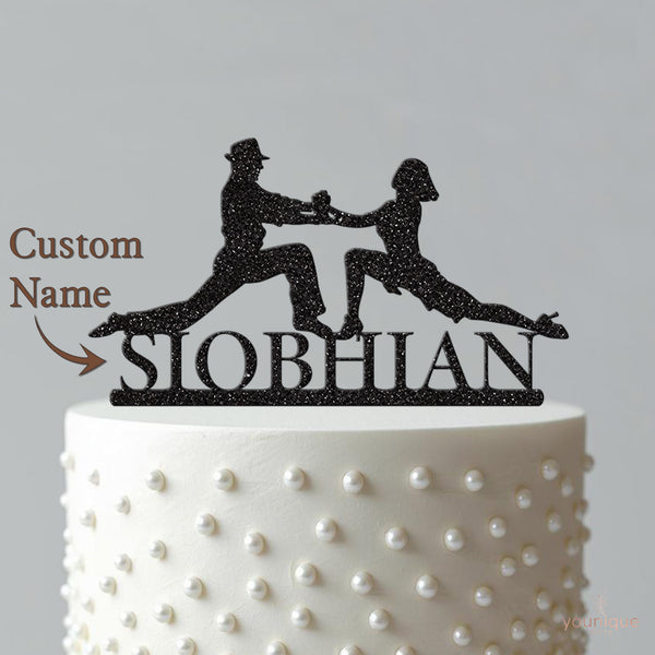 Personalised Dancing Couple Lunge Pose Cake Topper – Name - view 4
