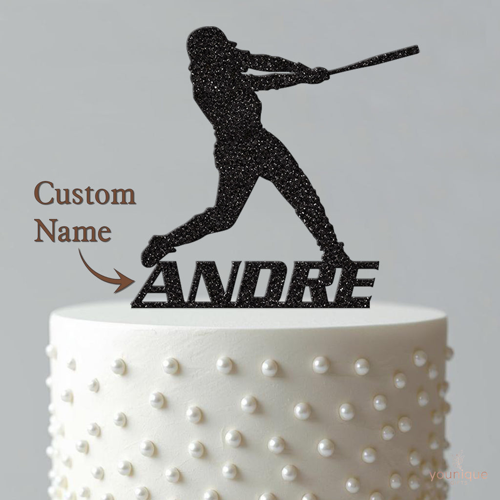 Personalised Baseball Batter Swing Cake Topper – Name - view 4