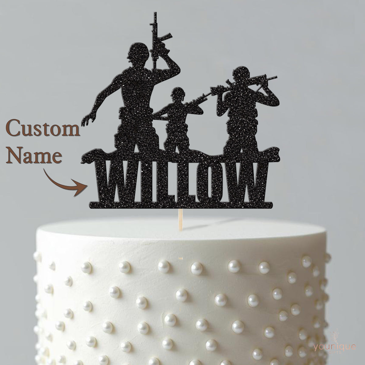 Personalised Three Soldiers Birthday Cake Topper – Name - view 4