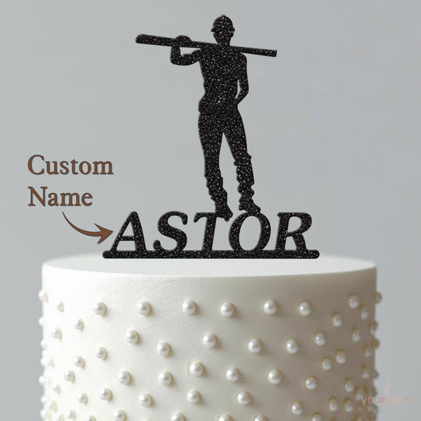 Personalised Builder Carrying Beam Cake Topper – Name - view 4