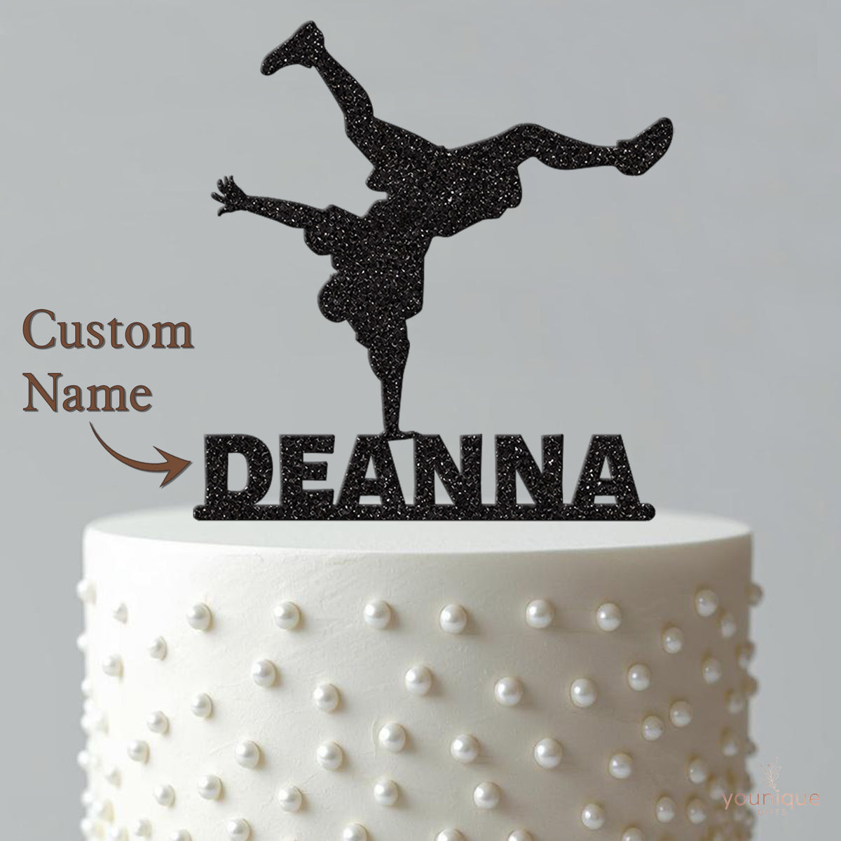 Personalised One-Handed Breakdancer Cake Topper – Name - view 4