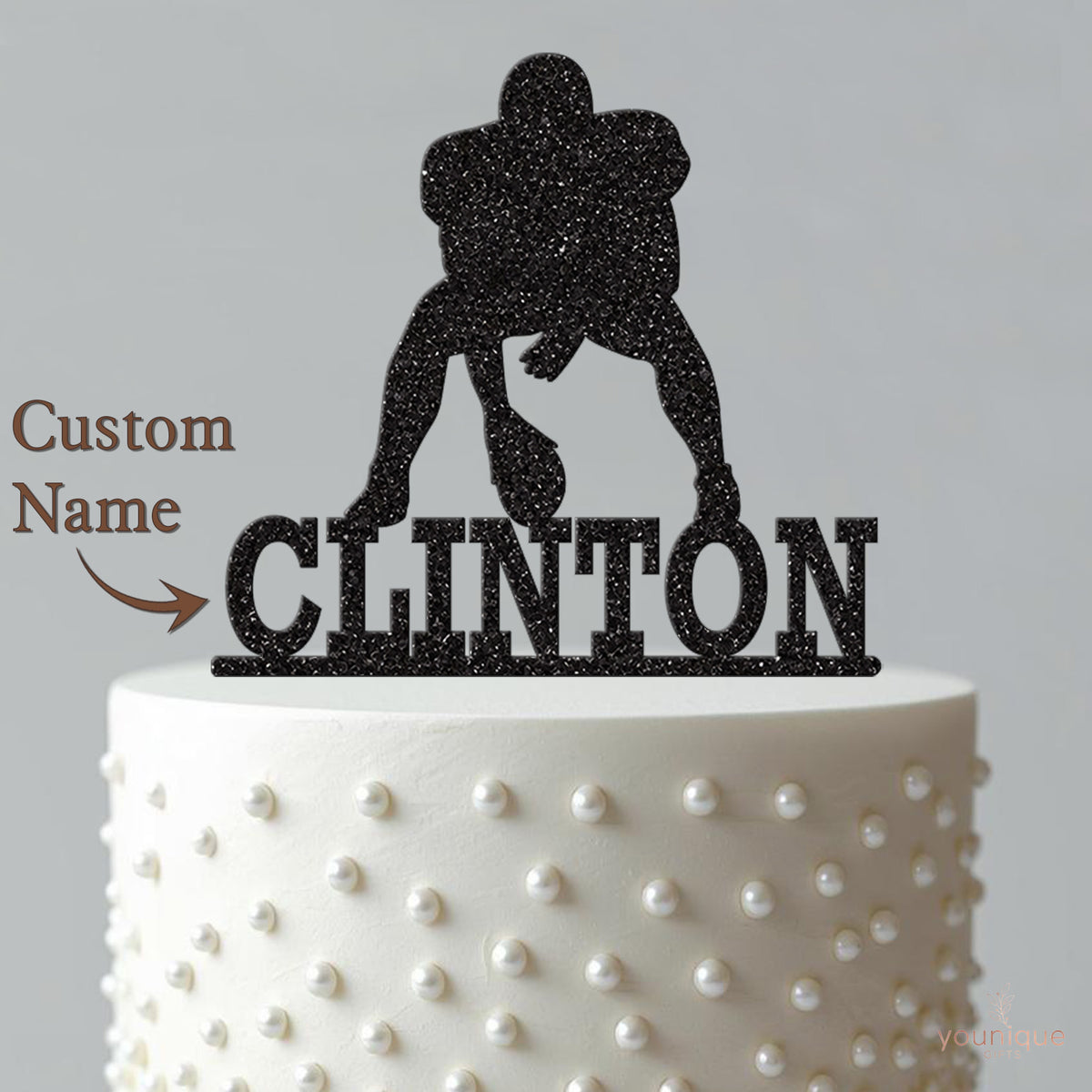 Personalised Crouching American Football Player Cake Topper – Name - view 4