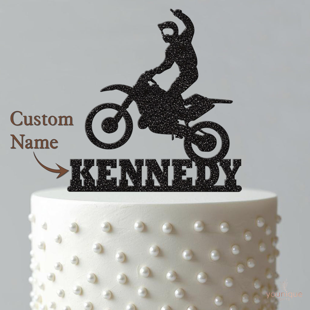Personalised One-Handed Motocross Jump Cake Topper – Name - view 4