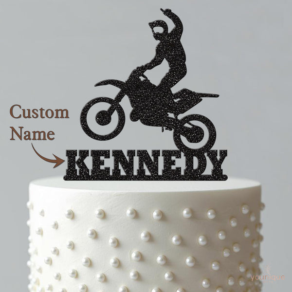 Personalised One-Handed Motocross Jump Cake Topper – Name - view 4