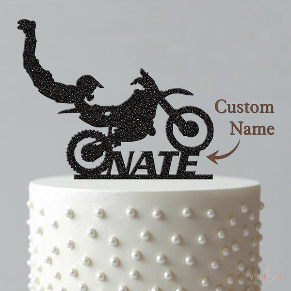 Personalised Freestyle Motocross Stunt Cake Topper – Name - view 4