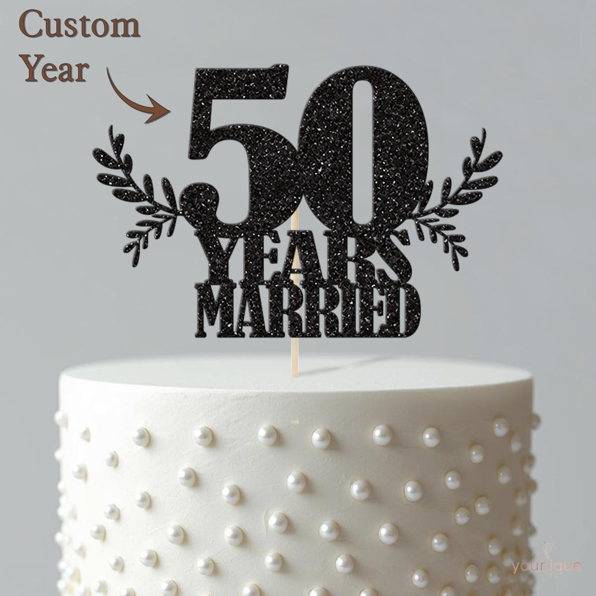 Personalised Years Married Leaf Cake Topper – Year - view 4