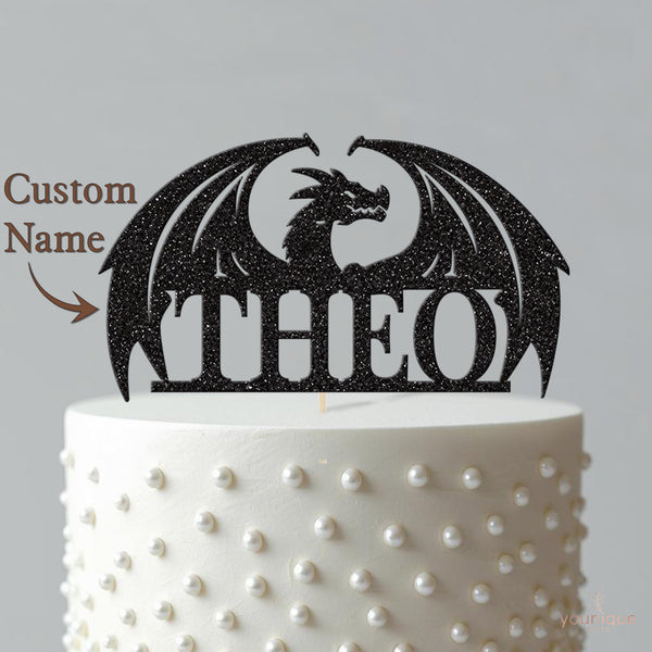Personalised Spread-Wing Dragon Cake Topper – Name - view 4
