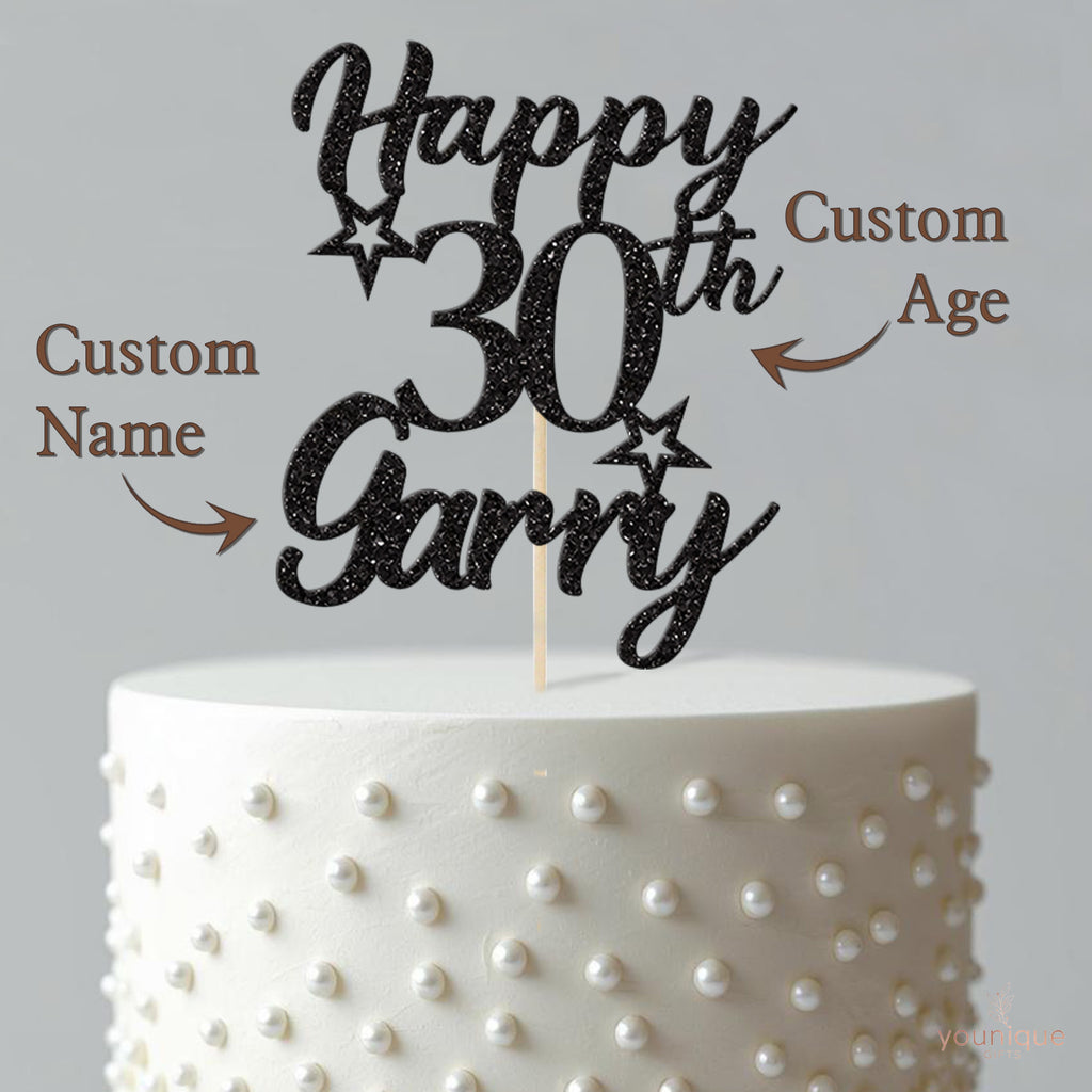 Personalised Star Number & Script Name Cake Topper – Name & Age - view 4