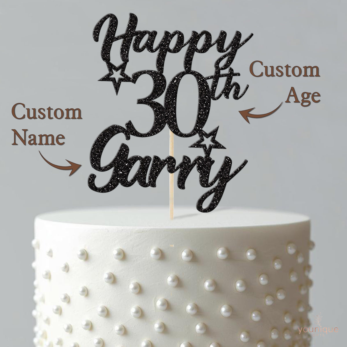 Personalised Star Number & Script Name Cake Topper – Name & Age - view 4