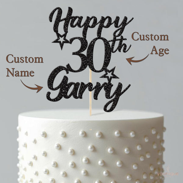 Personalised Star Number & Script Name Cake Topper – Name & Age - view 4