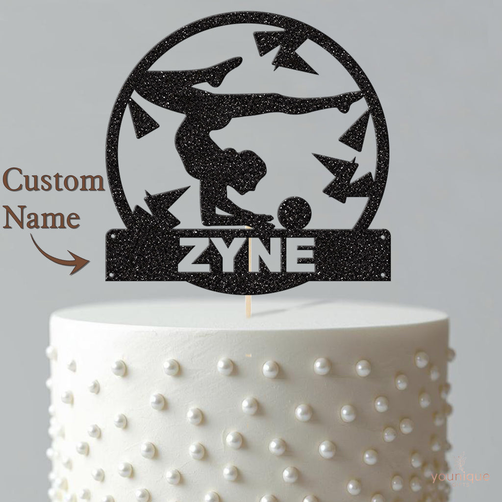 Personalised Gymnast Balance & Ball Cake Topper – Name - view 4