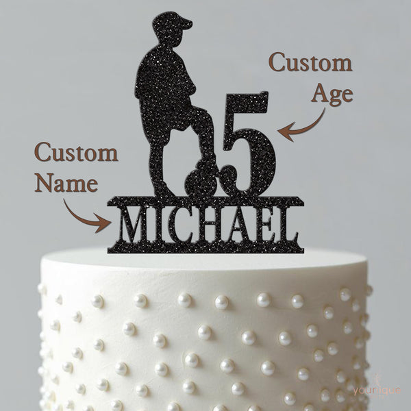 Personalised Footballer Cap & Ball Cake Topper – Name & Age - view 4