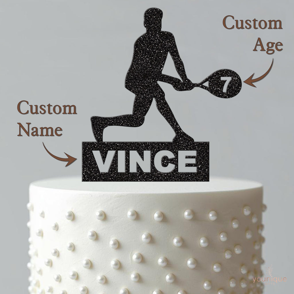 Personalised Tennis Backhand Player Cake Topper – Name & Age - view 4