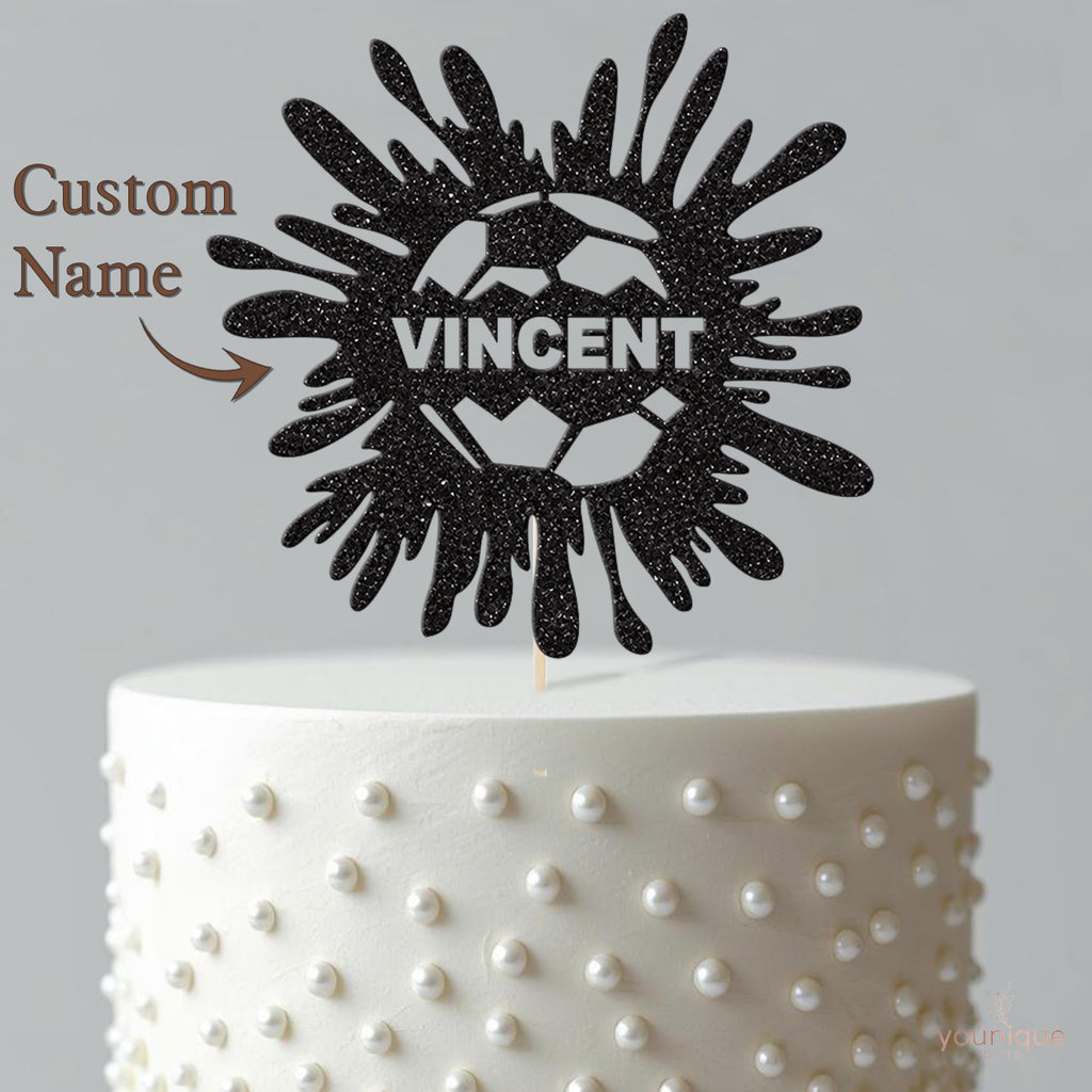 Personalised Football Paint Splash Cake Topper – Name - view 4