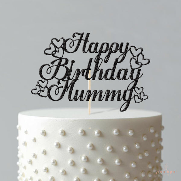 Happy Birthday Mummy Script Hearts Cake Topper - view 4