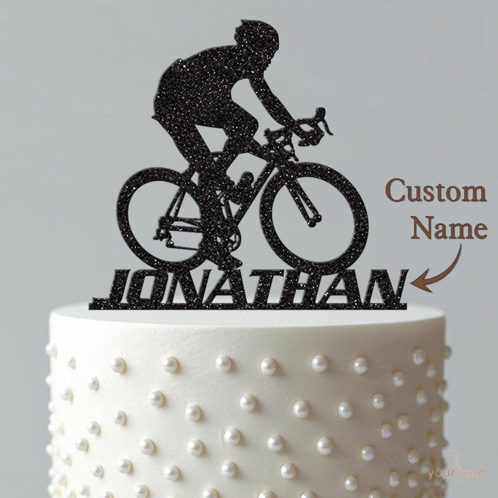Personalised Road Cyclist Drop-Handlebar Cake Topper – Name - view 4