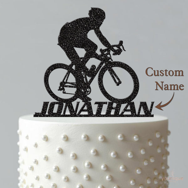 Personalised Road Cyclist Drop-Handlebar Cake Topper – Name - view 4