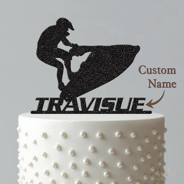 Personalised Jet Ski Jump Cake Topper – Name - view 4