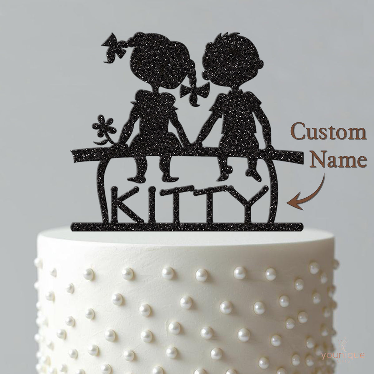 Personalised Seated Best Friends Cake Topper – Name - view 4