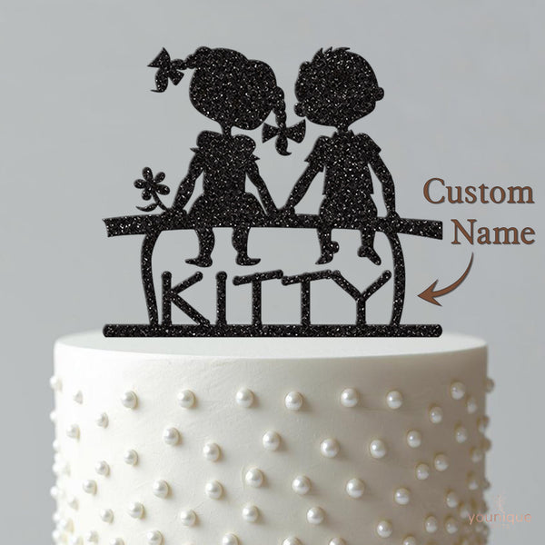 Personalised Seated Best Friends Cake Topper – Name - view 4