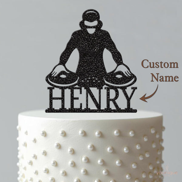 Personalised DJ Twin Turntables Cake Topper – Name - view 4