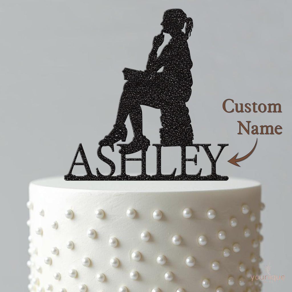 Personalised Reader on Book Stack Cake Topper – Name - view 4