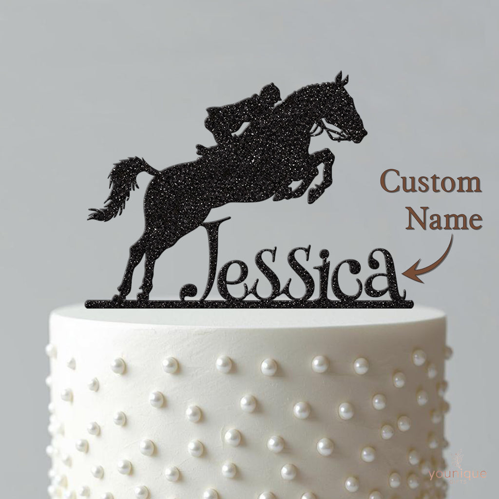 Personalised Show Jumping Horse Cake Topper – Name - view 4