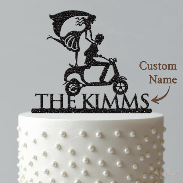 Personalised Scooter Wedding Cake Topper – Surname - view 4