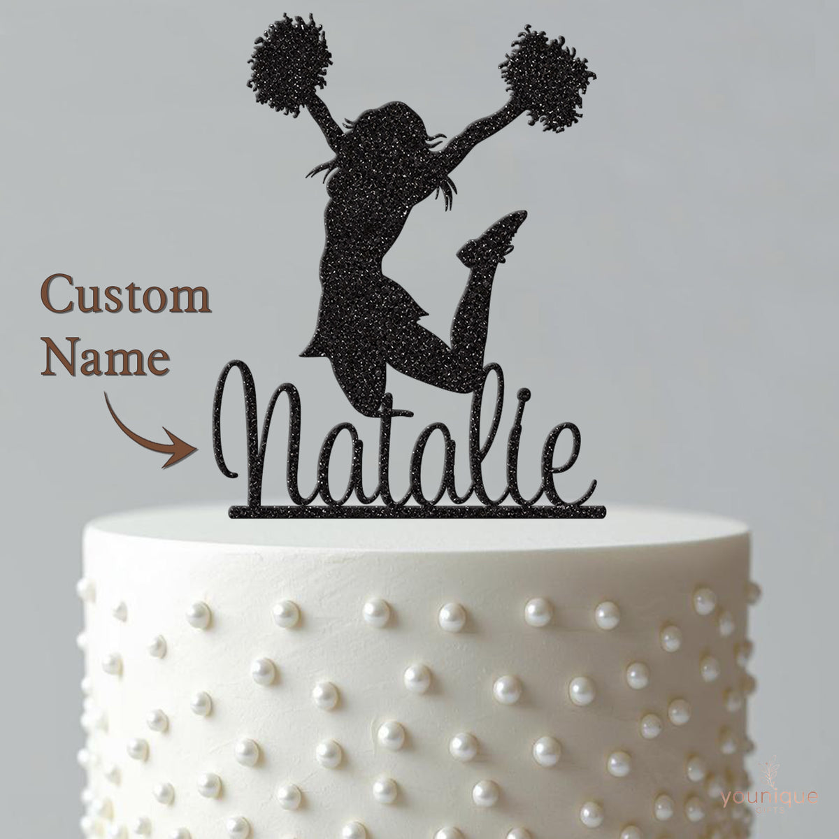 Personalised Jumping Cheerleader Cake Topper – Name - view 4