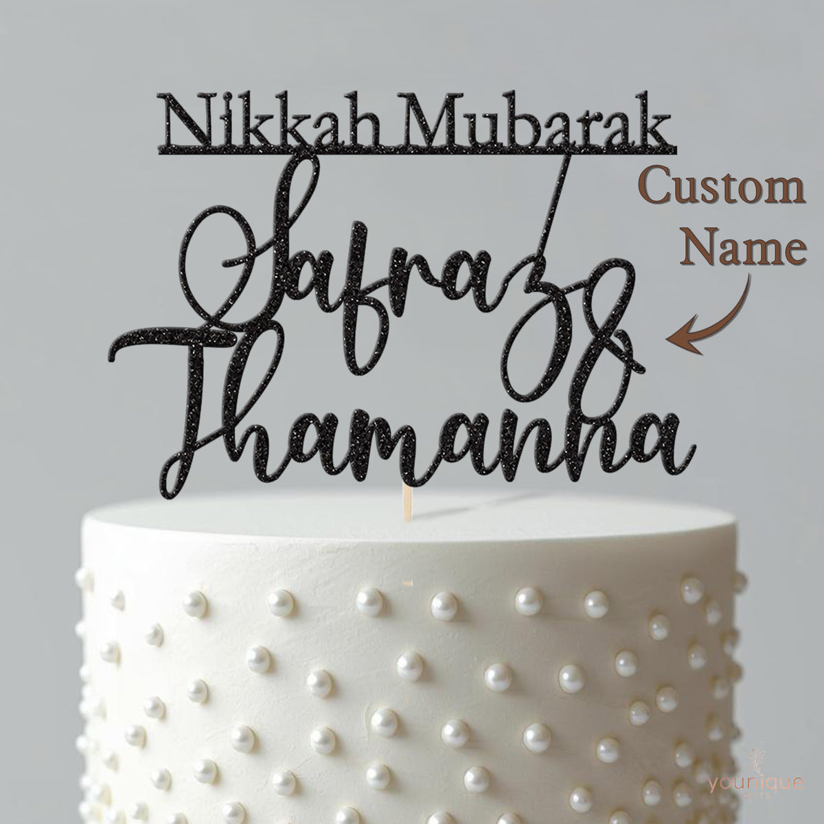 Personalised Nikkah Mubarak Cake Topper – Names - view 4