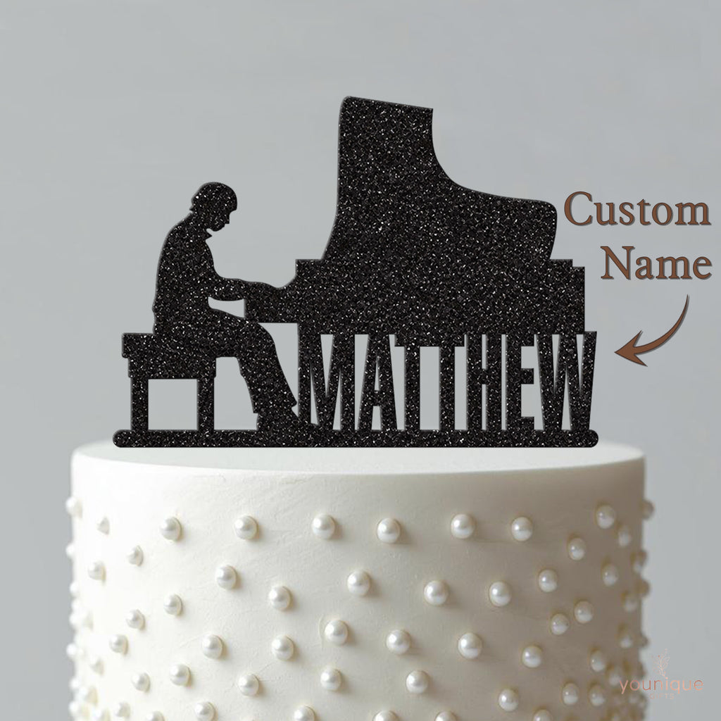 Personalised Grand Piano Player Cake Topper – Name - view 4