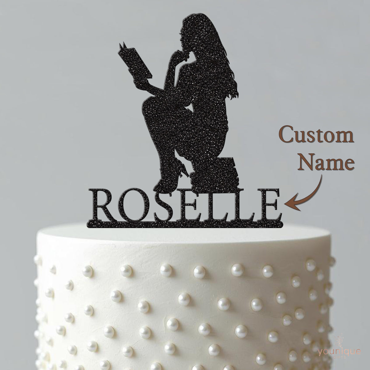 Personalised Book Lover Cake Topper – Name - view 4