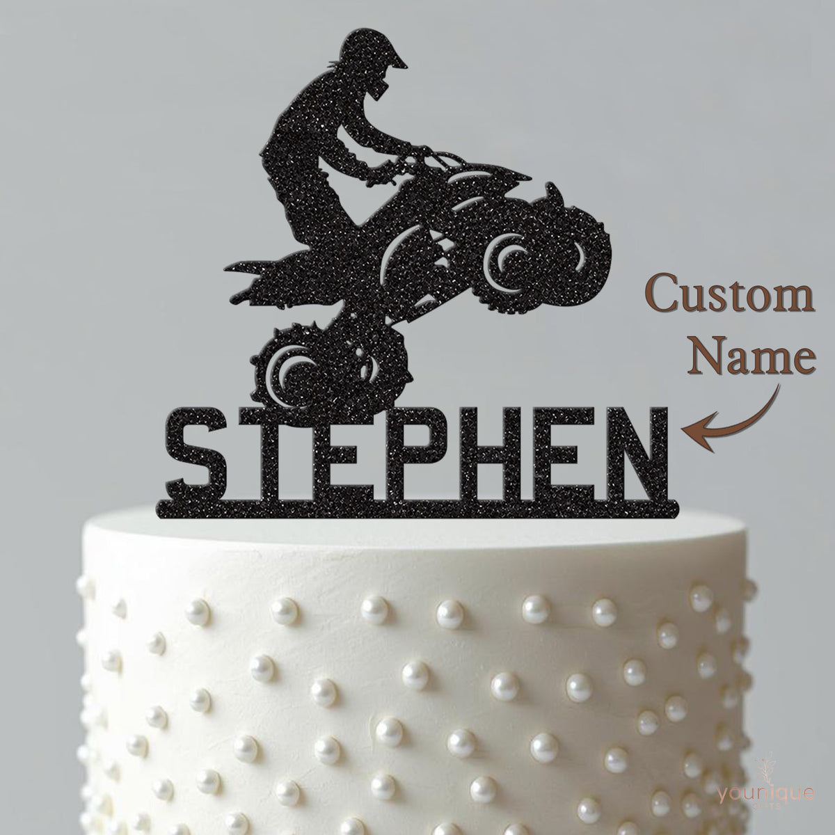 Personalised Quad Bike Wheelie Cake Topper – Name - view 4
