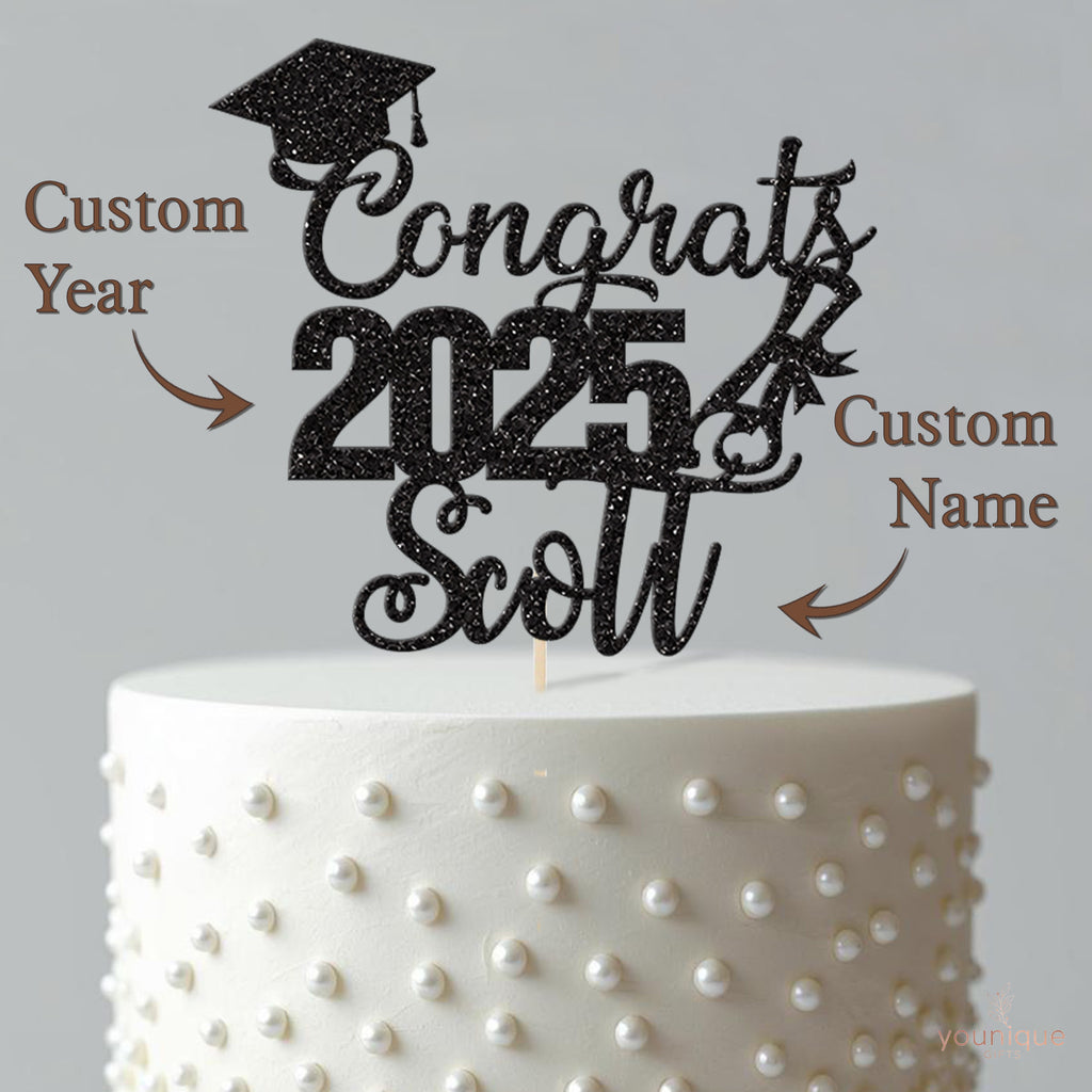 Personalised Stacked Congrats Graduation Cake Topper – Name & Year - view 4