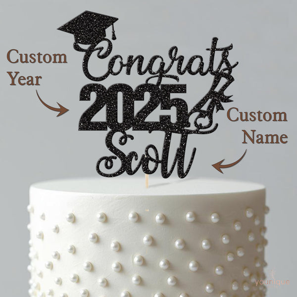 Personalised Stacked Congrats Graduation Cake Topper – Name & Year - view 4