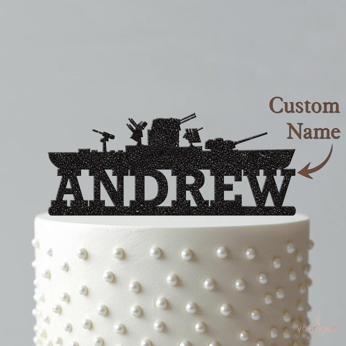 Personalised Warship Cake Topper – Name - view 4