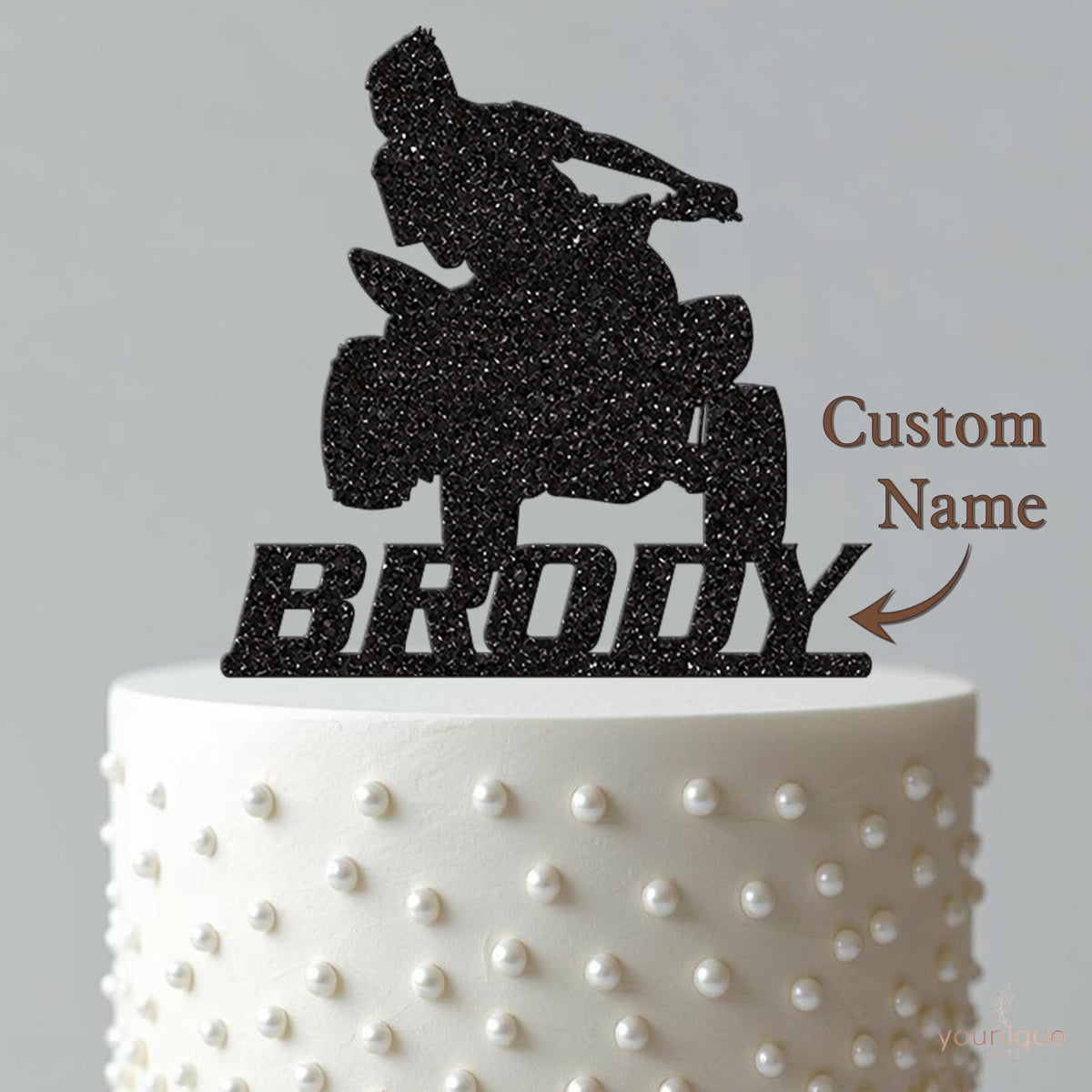 Personalised Quad Bike Rider Cake Topper – Name - view 4