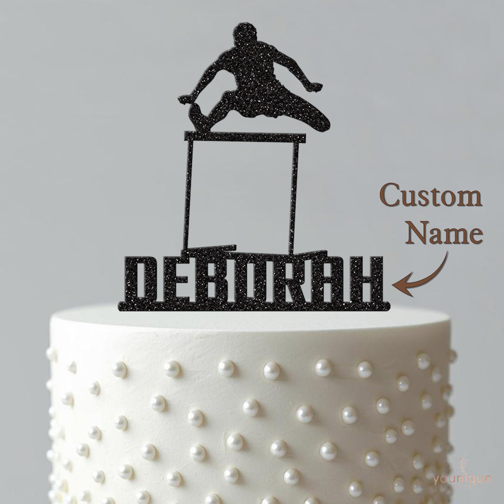 Personalised Hurdles Athlete Cake Topper – Name - view 4