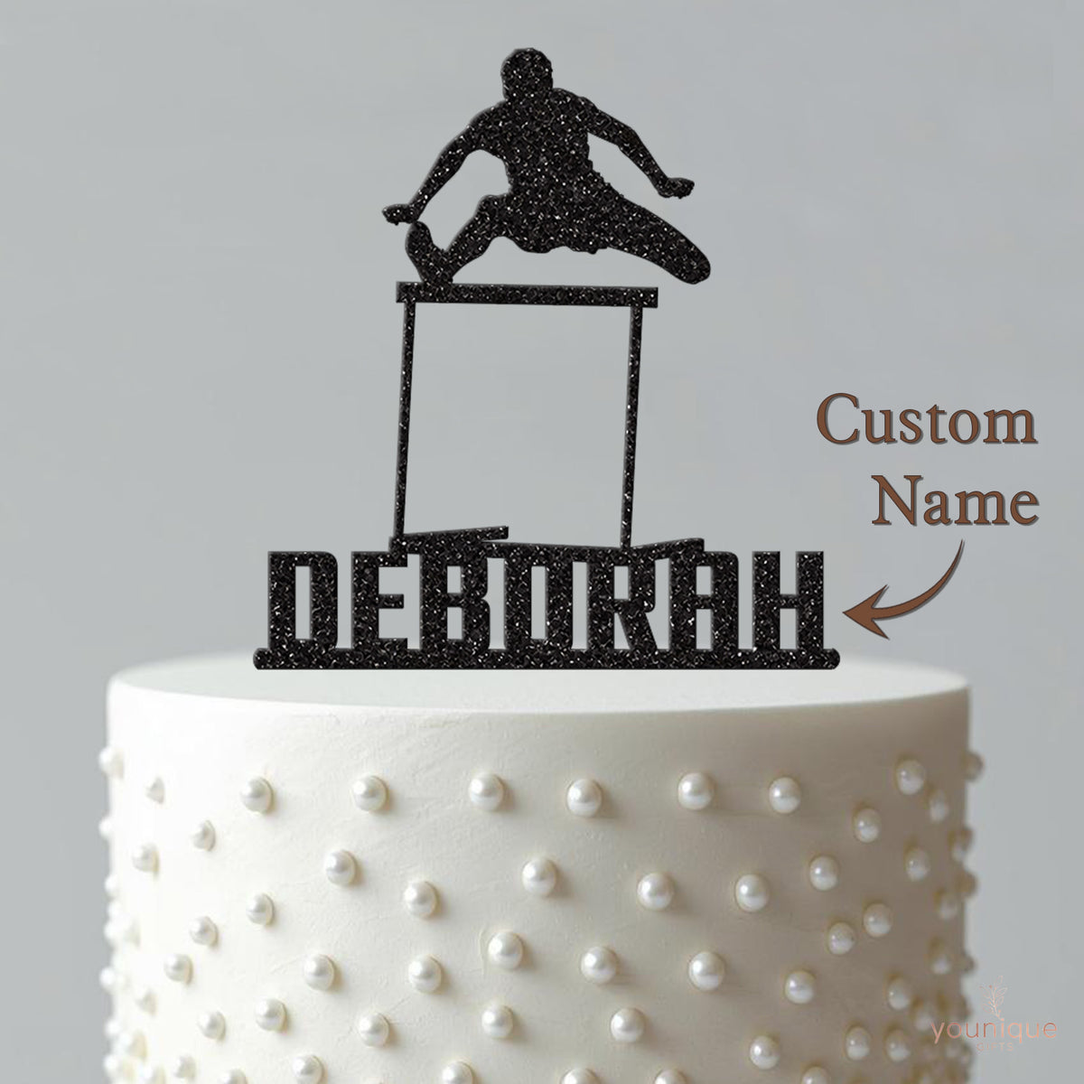 Personalised Hurdles Athlete Cake Topper – Name - view 4
