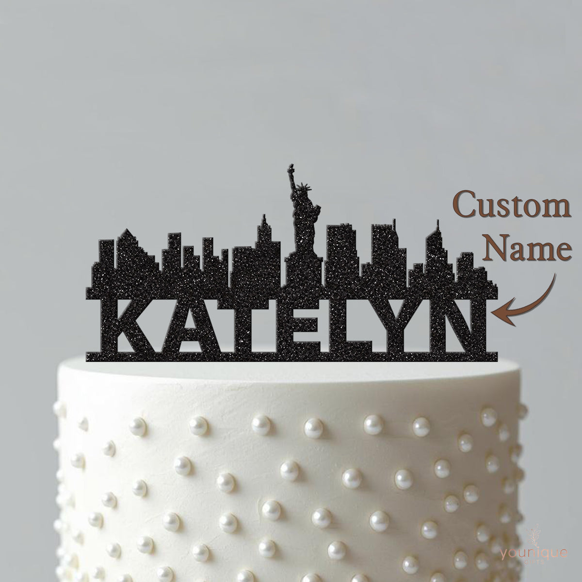 Personalised New York Skyline Cake Topper – Name - view 4