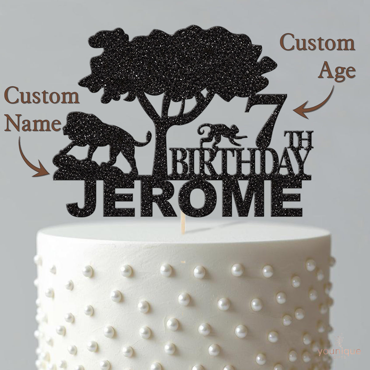 Personalised Jungle Tree Cake Topper – Name & Age - view 4